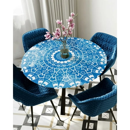 

Tablecloth Round Fitted Mandala Retro Elastic Edged Table Cover Protector Cloth Waterproof Polyester Rectangle Table Cover 40 -44