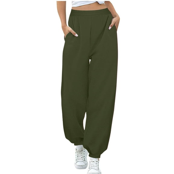 successthop Womens Jogger Sweatpant Fleece Pants Elastic Waist Solid Sportpants with Pockets Low Rise Workout Trousers