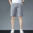 thumbnail image 3 of zeranth Men Summer Casual Shorts Elastic Waist Adjustable Drawstring Cargo Shorts with Pockets Solid Color Wide Leg Knee-length Short Pants, 3 of 7
