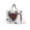 thumbnail image 2 of Corduroy Tote Bag for Women Shoulder Handbags Fashion Ladies Purses Satchel Messenger Bags Black Butterflies and Red Roses S, 2 of 8