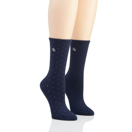 

Women s Ralph Lauren 33416 Pindot Supersoft Trouser Sock - 2 Pack (Navy Assorted O/S)