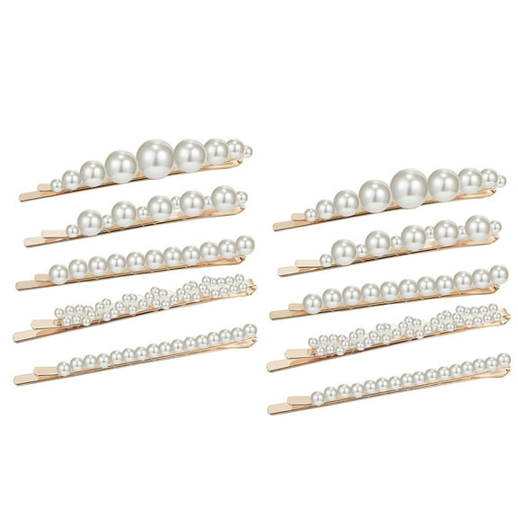 10pcs Pearl Bobby Pin Stylish Hair Clip Chic Hairpin Girls Side Barrette Hair Accessories for Party Banquet (White, 5pcs A Set)