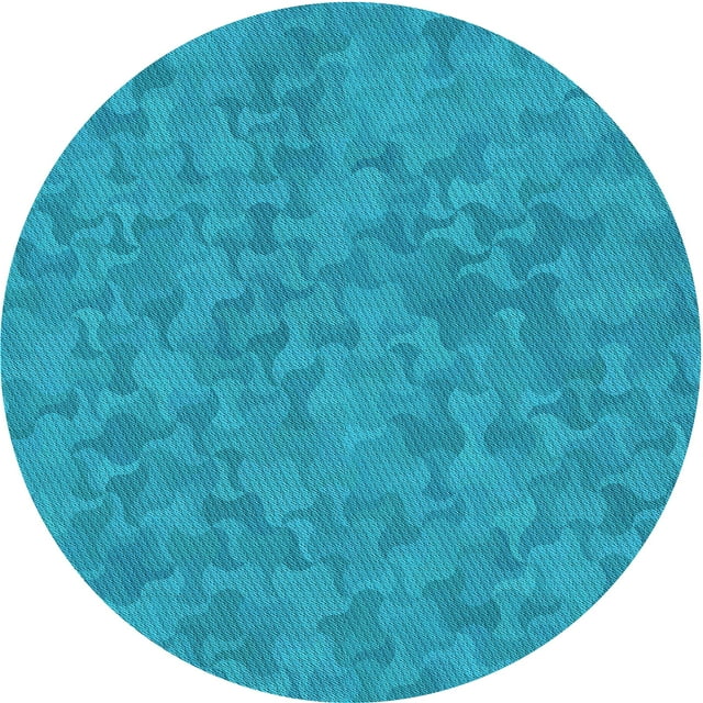 Ahgly Tapis Rond Lavable en Machine Intérieur Transitionnel Turquoise Foncé Vert, 7 Pieds Rond
