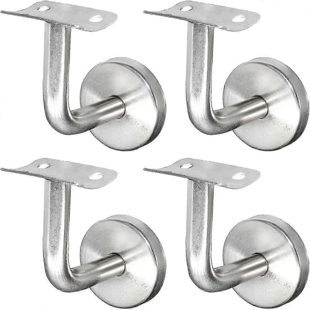 304 Stainless Steel Handrail Support for Staircase Banister Wall Support for Wooden Banister Silver - Oi-FRIS (4 Pieces)