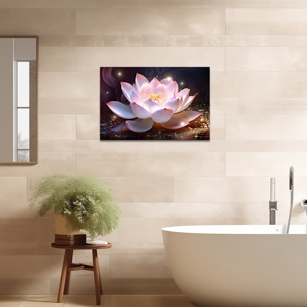 ZHONGYUTONG Zen Canvas Art Print Lotus Flower Picture Floral Bloom Paintings Yoga Decor (20"x30")