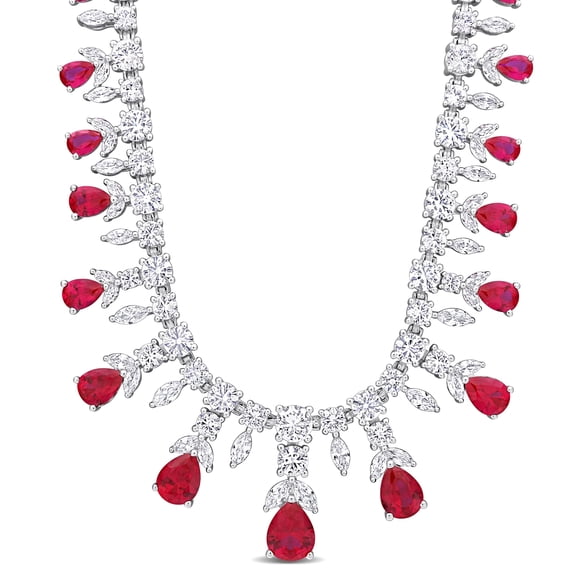 Everly Women's Created Sapphire and Created Ruby Sterling Silver Necklace