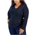 thumbnail image 1 of Tommy Hilfiger Womens Ribbed Metallic Threaded Pullover Sweater, Blue, Plus Size, 0X, 1 of 1