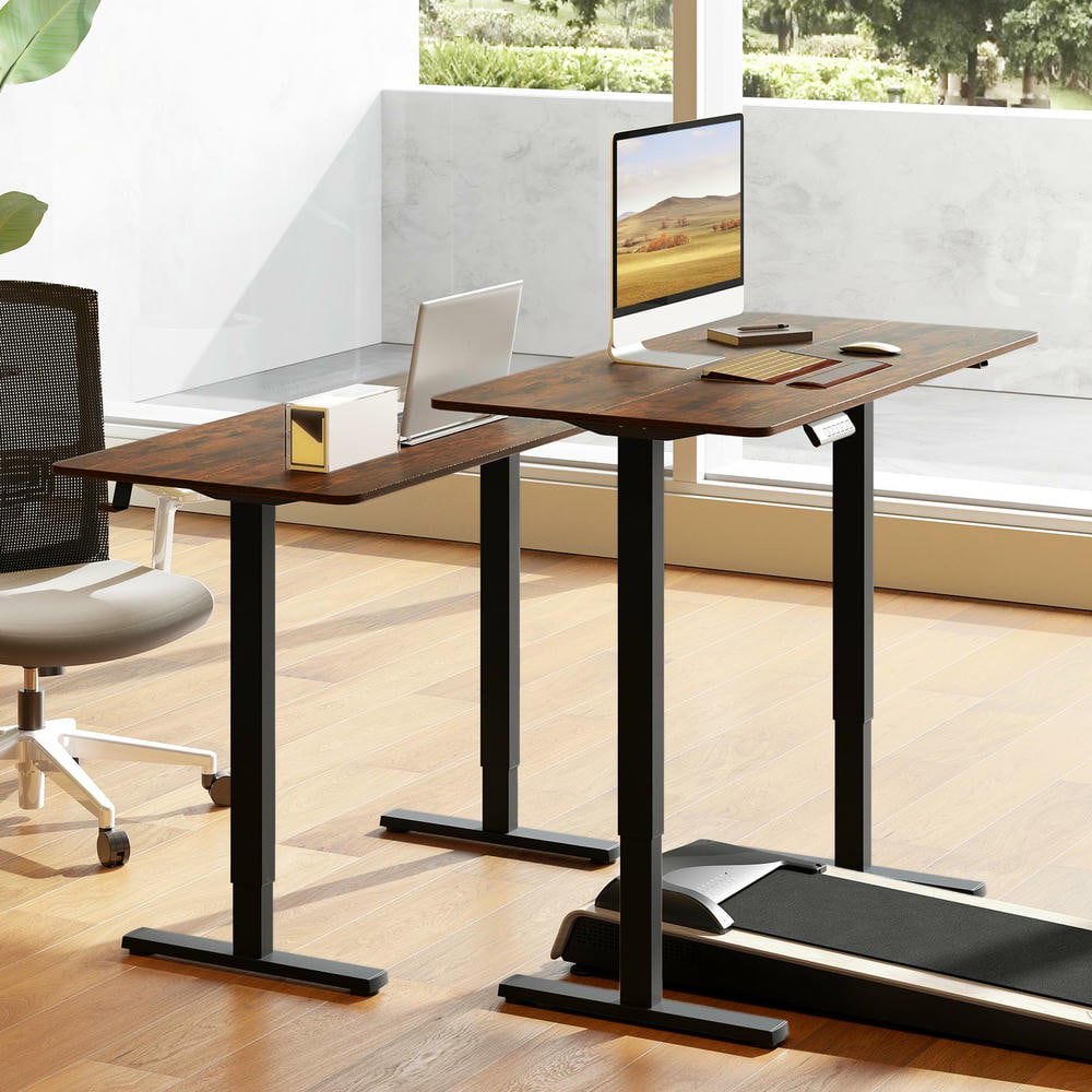 Resenkos 48x24 Inch Electric Standing Desk with 3 Memory Height Settings - Rustic Brown