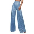 thumbnail image 1 of Pantalones acampanados de cintura alta con lentejuelas para mujer - Lentejuelas brillantes para discotecas/fiestas (S-XXL), 1 of 6