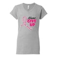 thumbnail image 2 of Wild Bobby, Never Give Up Fight Cancer, Breast Cancer Awareness, Women Standard V-Neck Tee, Heather Grey, Medium, 2 of 4