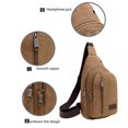 thumbnail image 3 of Harlier Canvas Sling Bag Backpack, Thickened Three Zipper Crossbody Shoulder Chest Pack for Men Women Travel Outdoor Business Cycling Hunting Hiking Camping Pack Pouch, 3 of 5