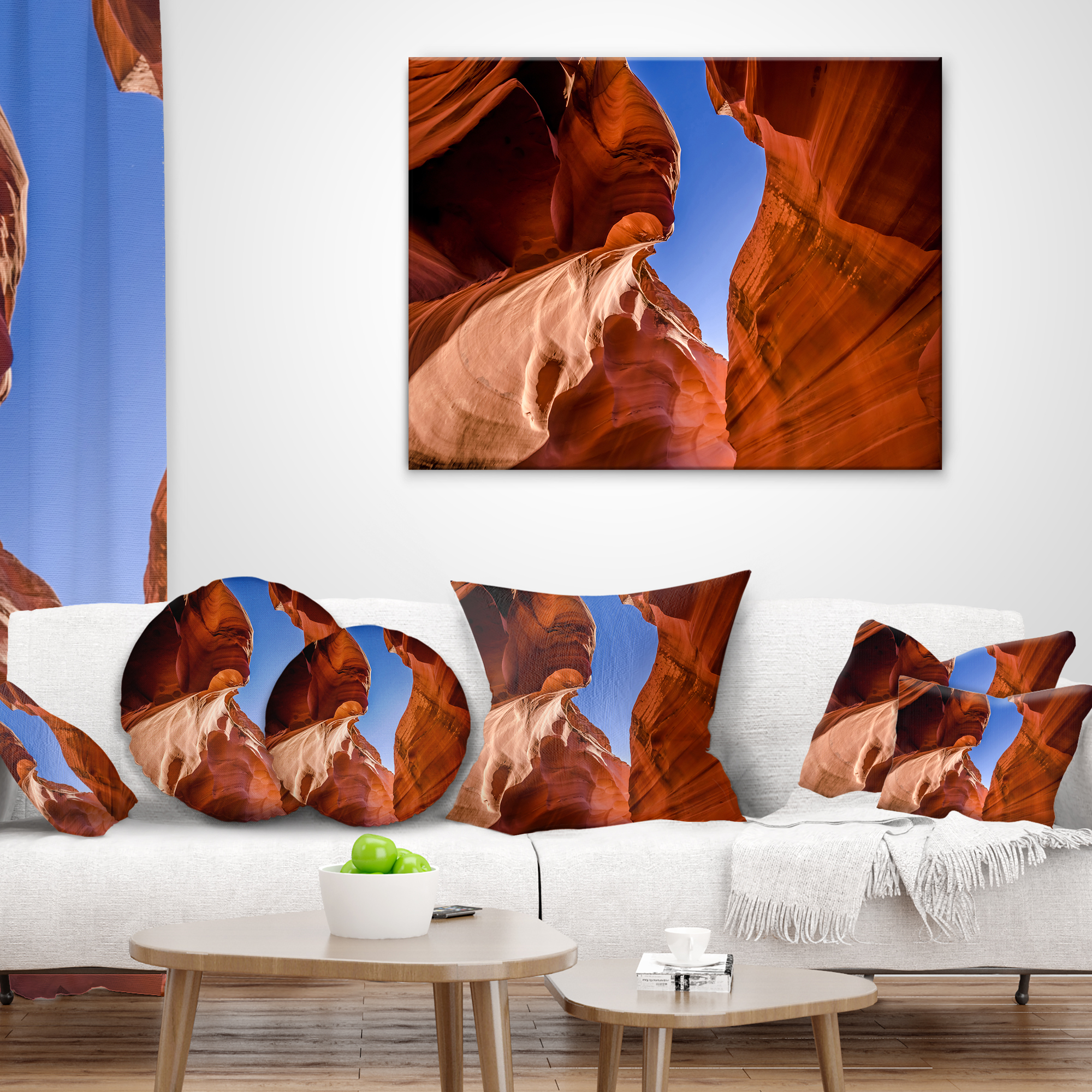 Designart Grand Antelope Canyon - Landscape Photography Throw Pillow - 16x16