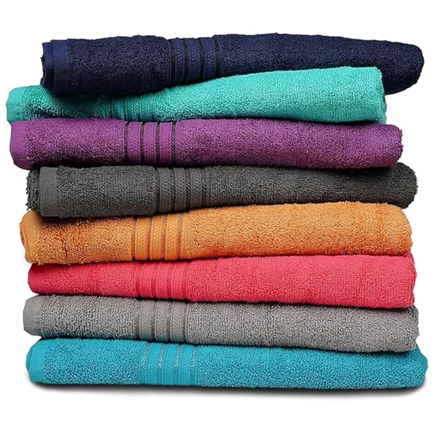 ZUPERIA Premium Multicolor Bath Towels Set of 8 (27" x 54") Cotton Shower Towels Lightweight & Highly Absorbent Towels for Bathroom, Pool, Spa and Hotel Use