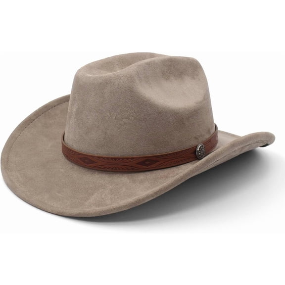 Cowboy Hat for Women Men Wide Brim Cowboy Cowgirl Hats Western Suede Cattleman Cowboy Hats