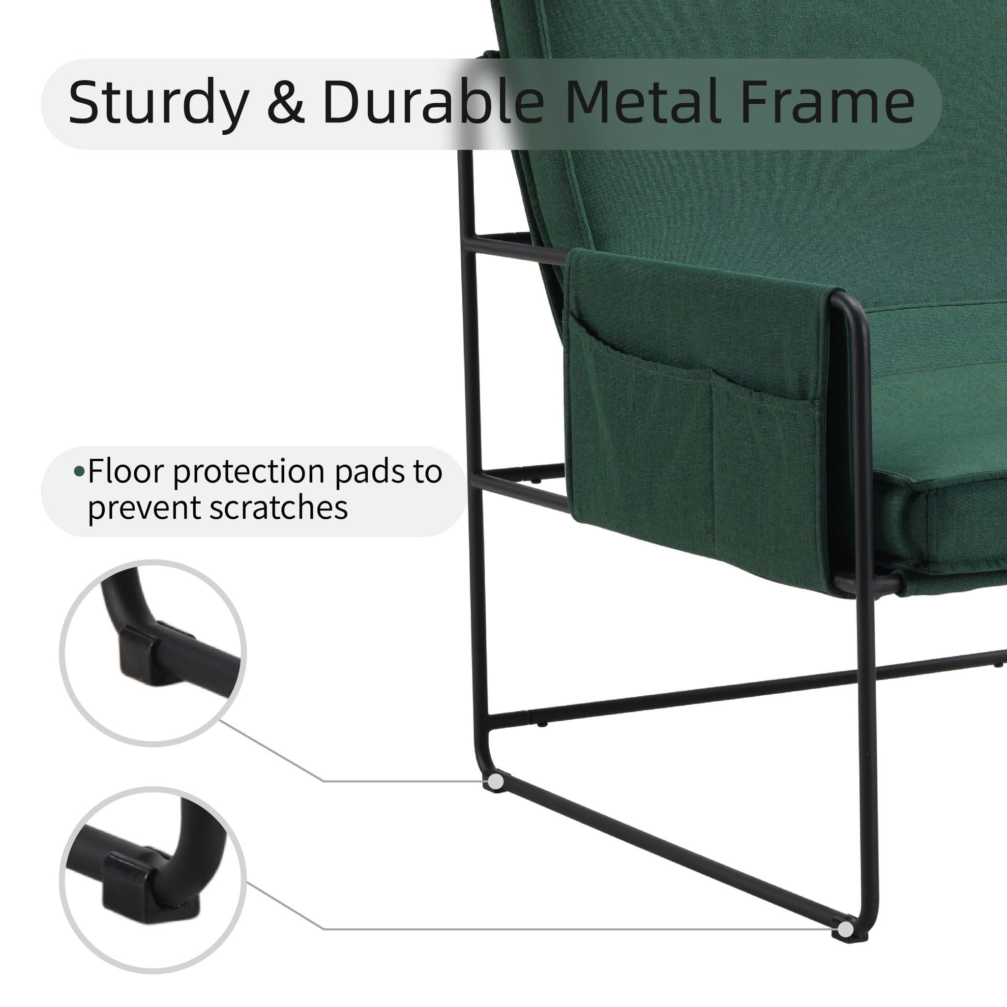 Howcool Sling Accent Chair, Comfy Vanity Chair with Removable Cushion and Storage Bag for Living Room, Bedroom, Office