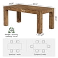thumbnail image 2 of Finmind 63" Solid Wood Dining Table for 4-6 People, Farmhouse Kitchen Table with Thickened Legs, Rectangle Dinner Furniture, Rustic Brown, 2 of 11