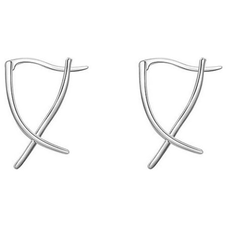 HHBEAUTY Cross Curved Drop Earrings - Long Bar Stick Dangle Earrings for Women, Titanium Earring Hooks Hypoallergenic for Sensitive Ear