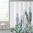 thumbnail image 3 of SUNOLIFE Tropical Cactus Shower Curtain Summer Succulents Plants Waterproof Fabric Bathroom Curtain 72x72 in, 3 of 5