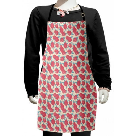 

Romantic Kids Apron Valentine s Day Style Rose Composition Love in Pastel Colors Boys Girls Apron Bib with Adjustable Ties for Cooking Baking Painting Aqua Dark Coral Beige by Ambesonne