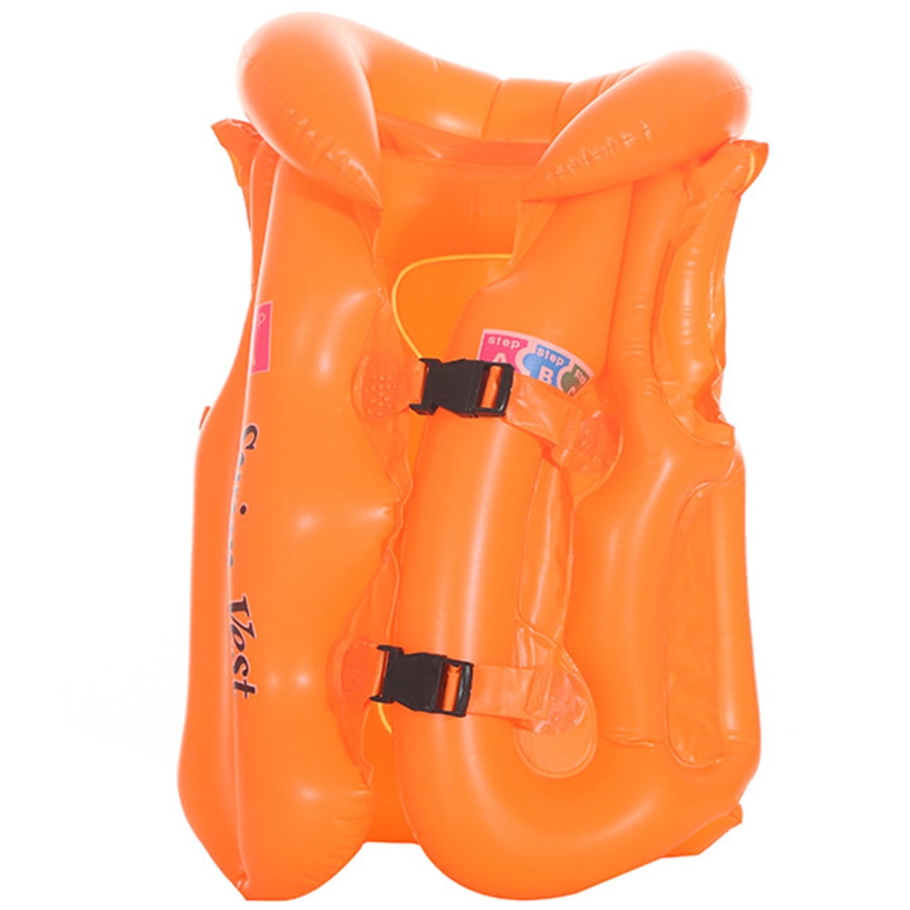 EDFRWWS Kids Inflatable Swimsuit Life Jacket Floating Buoy Swimming Vest (Orange L)