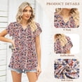 thumbnail image 2 of TEMOFON Blouses for Women Short Sleeve Tops Dressy Casual Summer Shirts V Neck T Shirts for Womens Clothes Floral Print Ruffle Sleeve Loose Fashion Eyelet Hollow Out Tee, 2 of 6