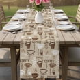 thumbnail image 5 of Coffee Table Runner 36 Inches, Beige Farmhouse Retro Beans Latte Tea Cup Funny Bed Runner Dresser Scarves Tabletop for Indoor Outdoor Parties/Ceremony/Banquet, 13"x 36", 5 of 8