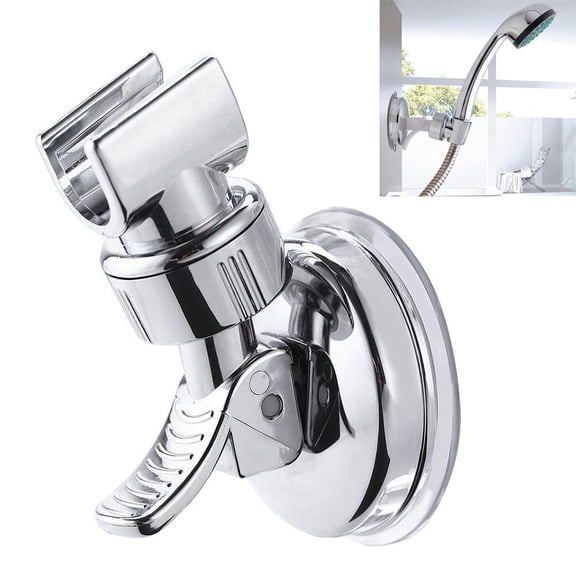 HIBIBUD Adjustable Shower Head Holder Removable Suction Cup Shower Head Bracket No Drill Shower Head Bracket with Chrome Polished for Bathroom