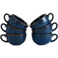 thumbnail image 1 of Juego de 6 tazas de café con diseño vintage, tazas de cerámica para barista profesional, juego de tazas de arte en café con leche y capuchino (azul onda), 1 of 4