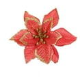 thumbnail image 2 of 10Pcs Glitter Poinsettia Flowers Christmas Tree Ornaments, Artificial Poinsettias Bushes Christmas Decorations for Xmas Holiday Wedding , 5.2-inch, 2 of 8