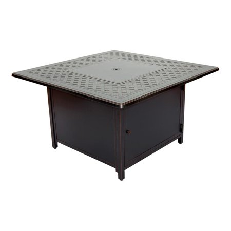 Alfresco Home Heron 42  Square Aluminum Gas Fire Pit Chat Table in Topaz Gray