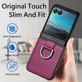 thumbnail image 2 of ELEHOLD for Motorola Razr 40 Ultra Leather Case Cover, with Metal Finger Ring Holder Slim Lightweight Shockproof Non-Slip Case for Motorola Razr 40 Ultra,Purple, 2 of 7