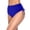 Blue, variant on Women's High Waist Bikini Bottoms, Solid Color Vintage Triangle Briefs, Full Coverage Swim Bottoms for Beach or Pool, Black - L