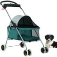 thumbnail image 1 of FDW BestPet Poussette pour Animaux 4 Roues Chic Pliable Imperméable Portable de Voyage Poussette pour Chat Chien, Porte-Gobelet, Sarcelle Chic, 1 of 7