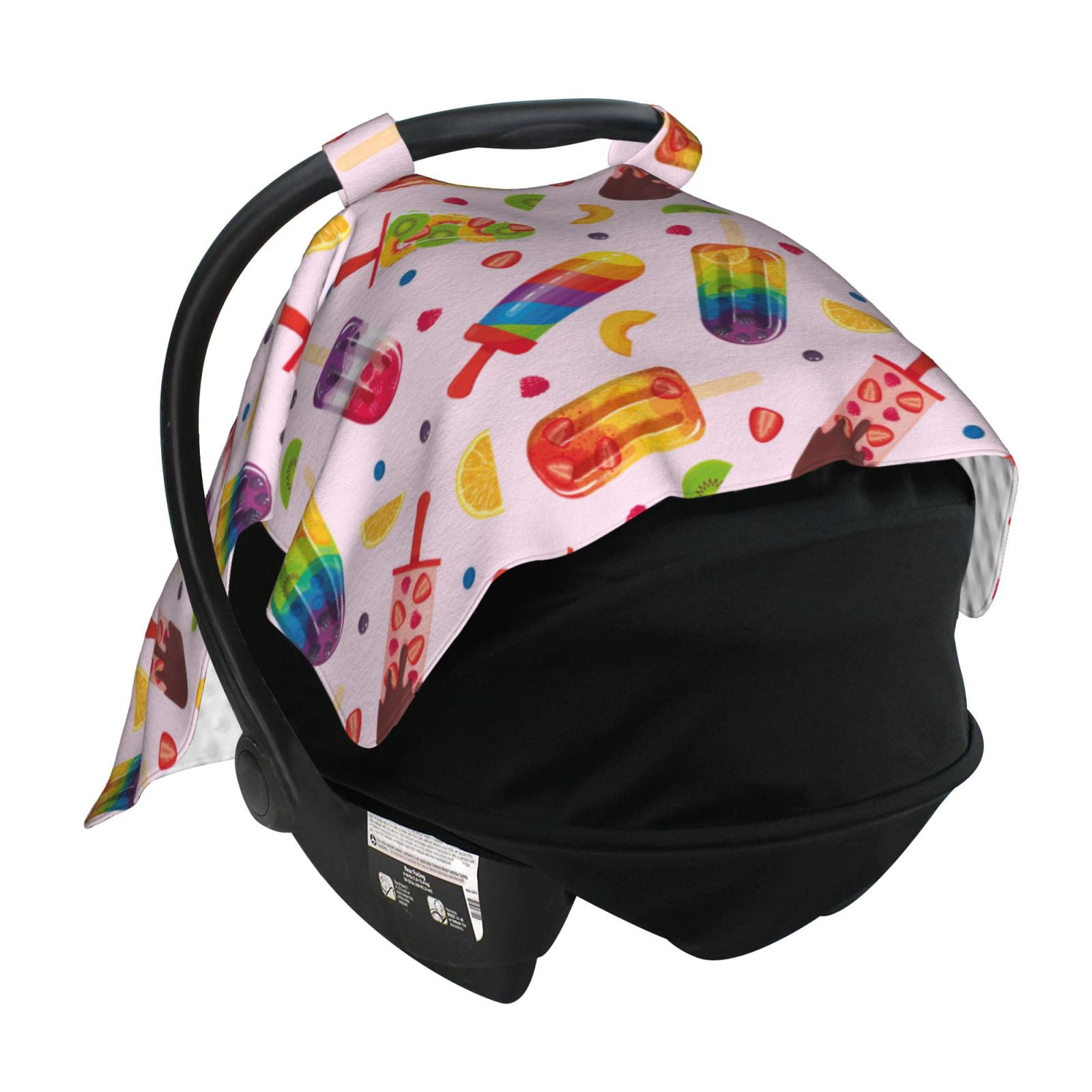 Car Seat Cover Baby - cartoon Popsicle Breathable Infant Car Seat Cover for Baby Carseat, Lightweight Comfort Baby Essentials Must Haves Newborn Stuff for Girl Boy