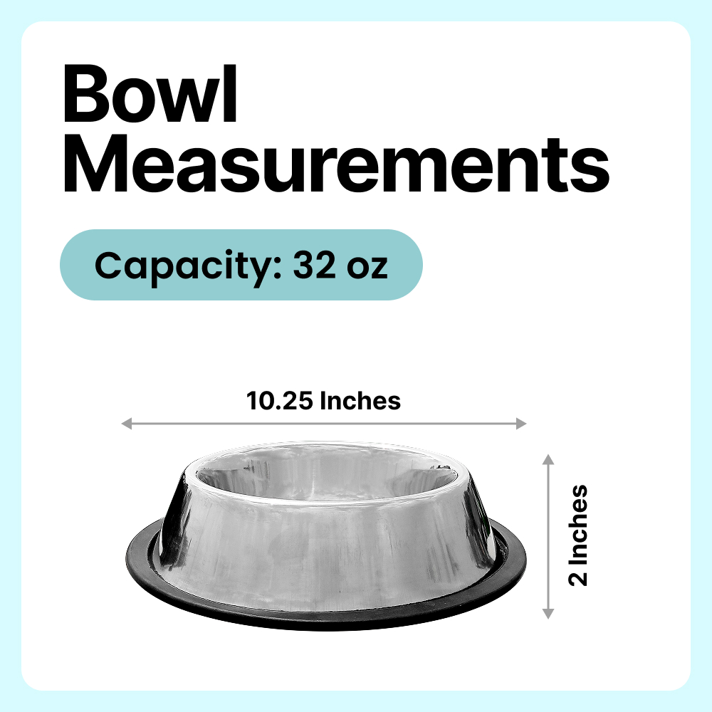 PetYupp Non Skid Rubber Base Stainless Steel Dog Bowl 32 oz