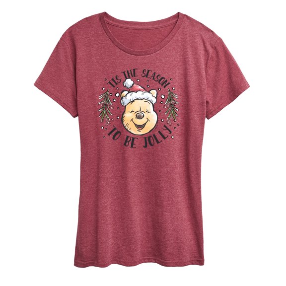 Disney Winnie The Pooh - Tis The Season To Be Jolly Christmas - Women's Short Sleeve Graphic T-Shirt