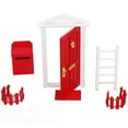 thumbnail image 1 of Mini Wooden Door Set, Birch Material Vivid Details Dollhouse Miniature Wooden Door  Durability Exquisite Design Exquisite Workmanship  For 1:12 Dollhouse Red, 1 of 8