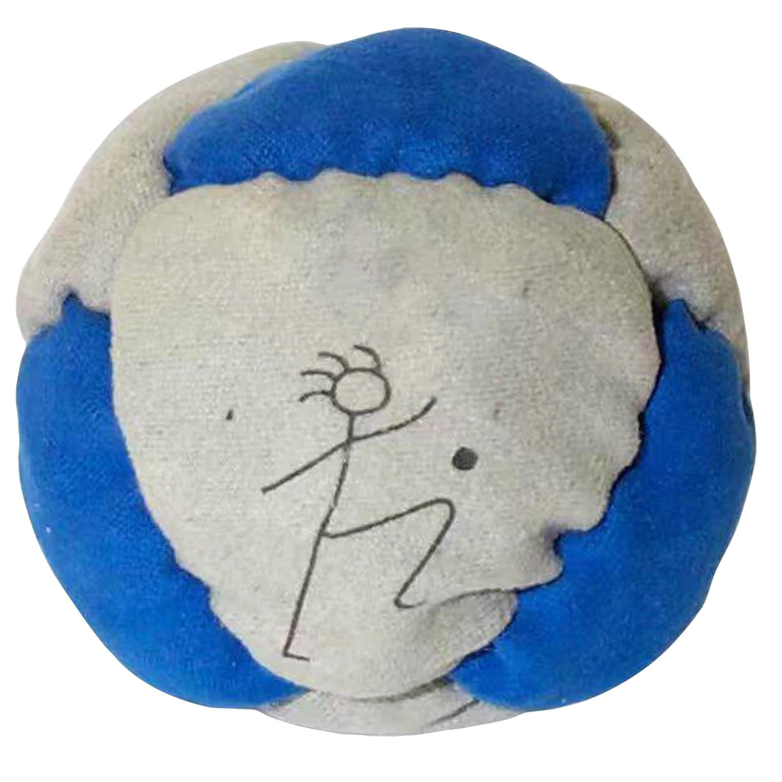Dirtbag Hacky Sack Footbag, 12-Panel Stitched Sand Filled Kick Ball, Stick Figure Embroidered Gray Blue Footbag, Soft Plush Foot Juggling Toys, Made with Durable Woven Fabric Construction