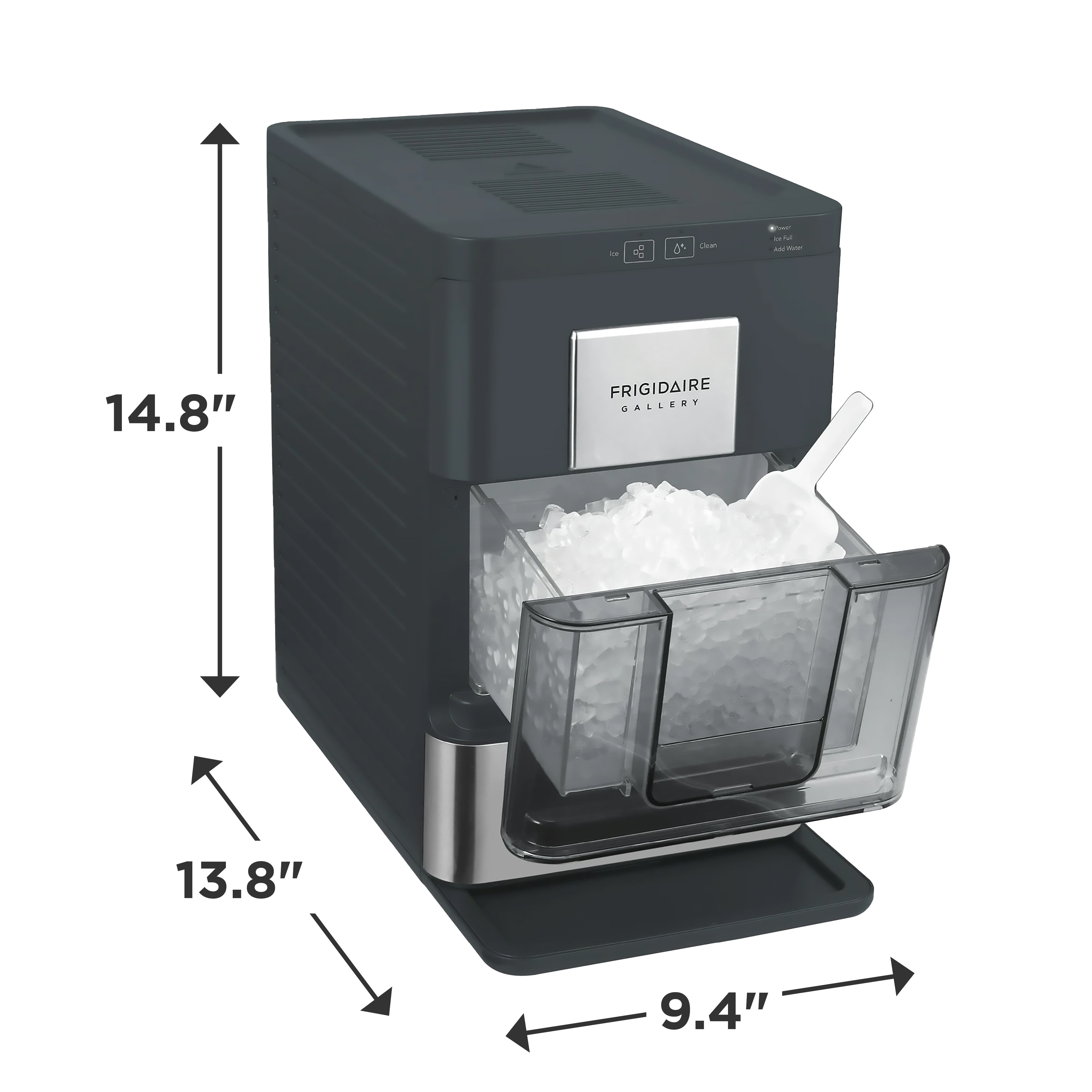 Frigidaire Gallery 33 lbs. Touchscreen Nugget Ice Maker, Stainless Steel Accent, Black, EFIC220