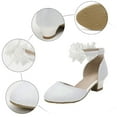 thumbnail image 6 of IUJSOY Girls Dress Shoes Closed Toe Chunky Heels Flower Ankle Strap Wedding Party Princess Shoes, 6 of 9