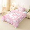 thumbnail image 2 of Castle Fairy Pink Rainbow Letter C Twin Comforter Sets 3-Piece for Girls,Cartoon Theme Bedding Set for Kids,Pink Reversible, 2 of 6