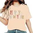 thumbnail image 2 of Fankiway T-Shirt Décontracté à Manches Courtes pour Femme avec Imprimé du Nouvel An, Col Rond, Haut à Manches Courtes, Haut/chemise à Manches Courtes à Col Rond, Ensemble de Vêtements pour Femmes, Tenues pour Femmes, Ensemble 2 Pcs, 2 of 7