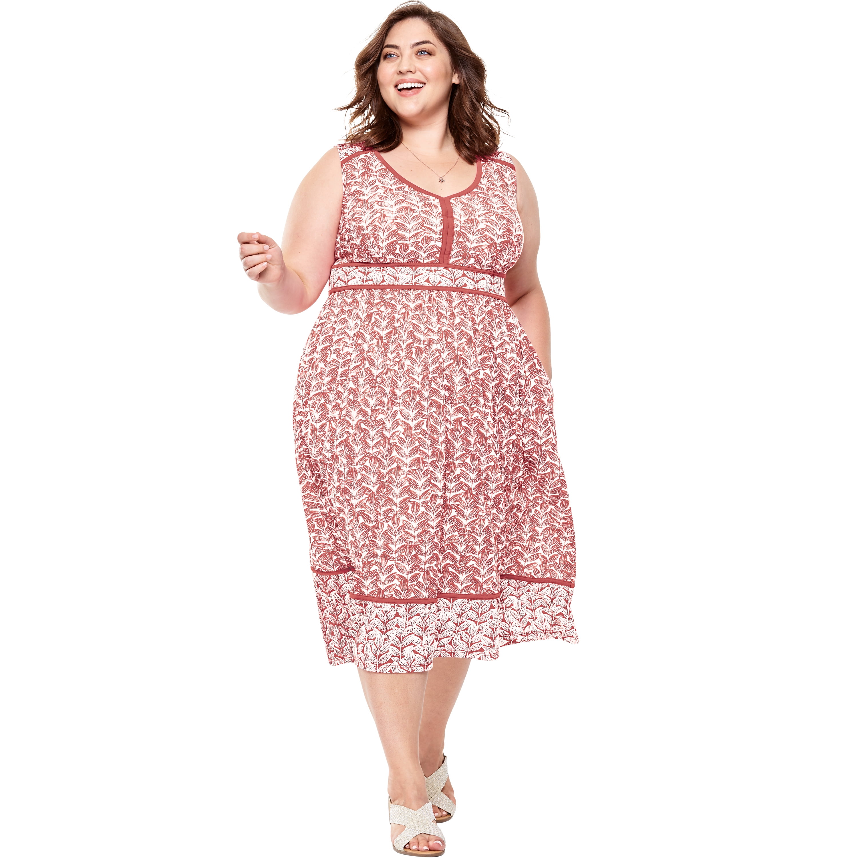 Woman Within - Woman Within Women's Plus Size Mixed Print Midi Dress