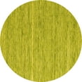thumbnail image 1 of Ahgly Company Machine Washable Indoor Round Abstract Yellow Contemporary Area Rugs, 7' Round, 1 of 4