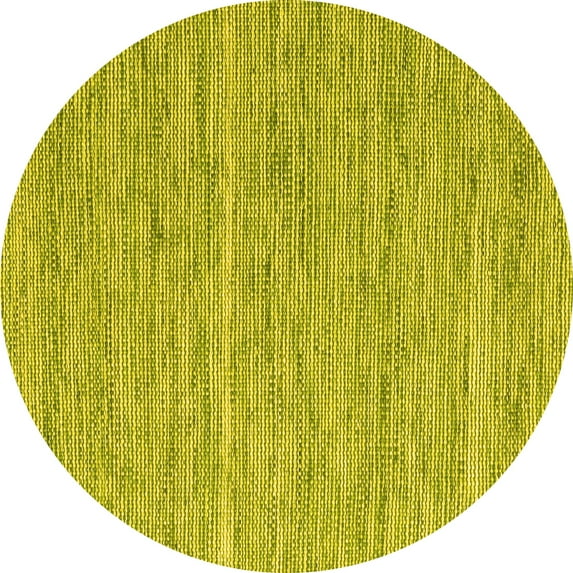 Ahgly Company Machine Washable Indoor Round Abstract Yellow Contemporary Area Rugs, 7' Round