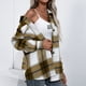 thumbnail image 3 of Prendas De Abrigo De Manga Larga, Elegante Chaqueta A Cuadros De Poliéster, Agradable A La Piel, Cuello Vuelto Para El Trabajo De La Vida Diaria. ANGGREK Otros, 3 of 7