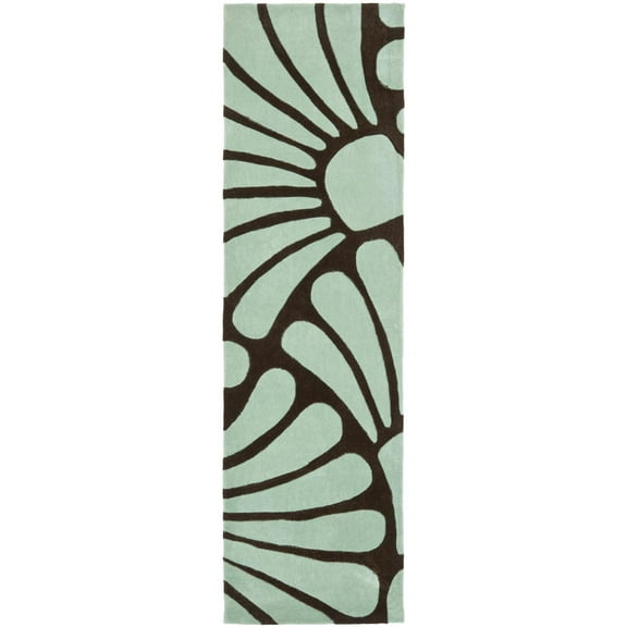 Contemporary Rug - Modern Art Polyester -Brown/Blue-Color:Brown/Blue,Design:Contemporary,Shape:Runner,Size:2'3" x 8'