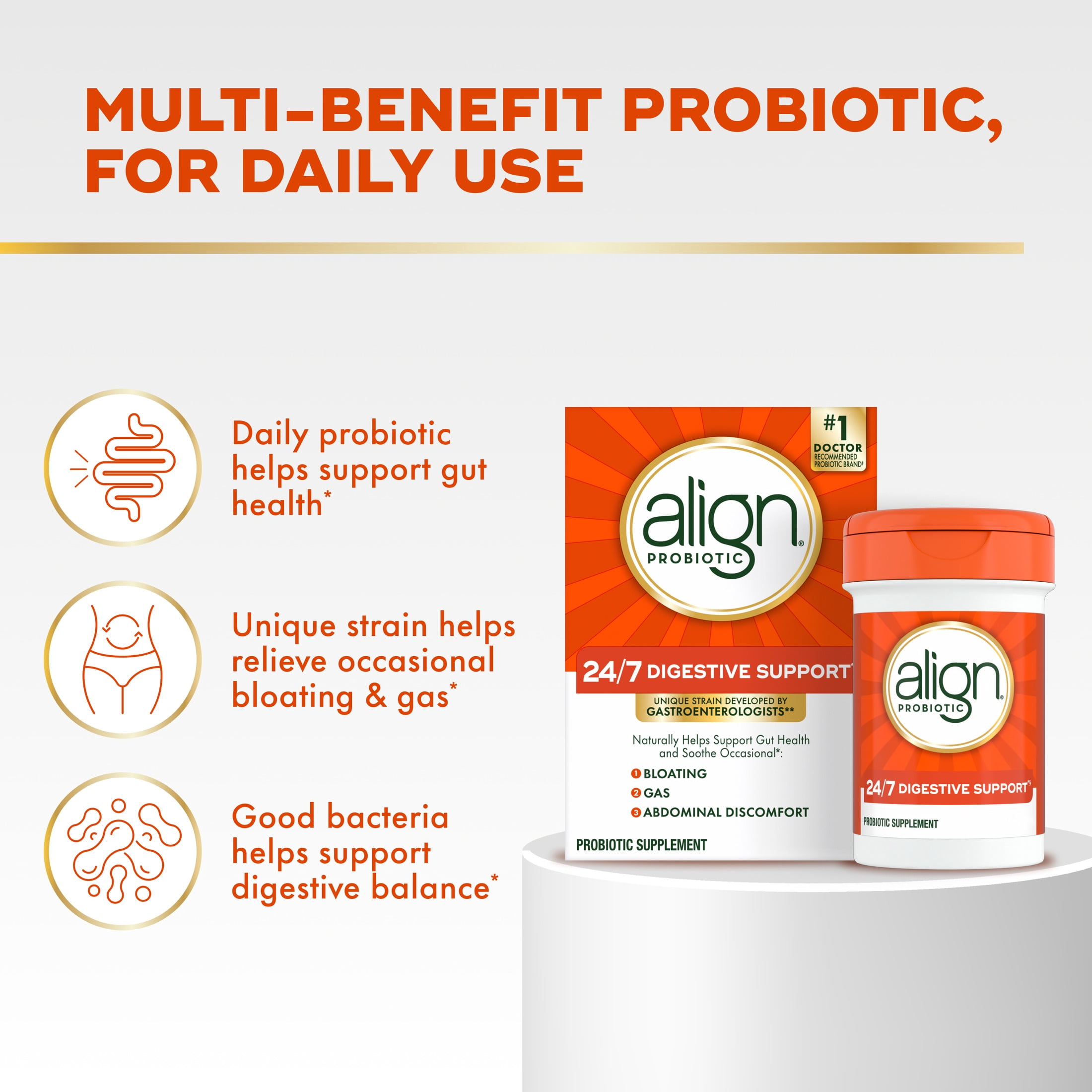 Align Probiotics for Women and Men, 24/7 Digestive Support, 28 Capsules