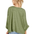 thumbnail image 4 of MeetoTime T-Shirt Surdimensionné à Manches 3/4 pour Femmes Pull Tendance Décontracté Col Rond Enroulable 2024, 4 of 7