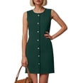 thumbnail image 2 of NIEWTR Womens Summer Dress Crew Neck Button Decoration Sleeveless Sundresses Work Casual Tank Dress(Green,L), 2 of 6